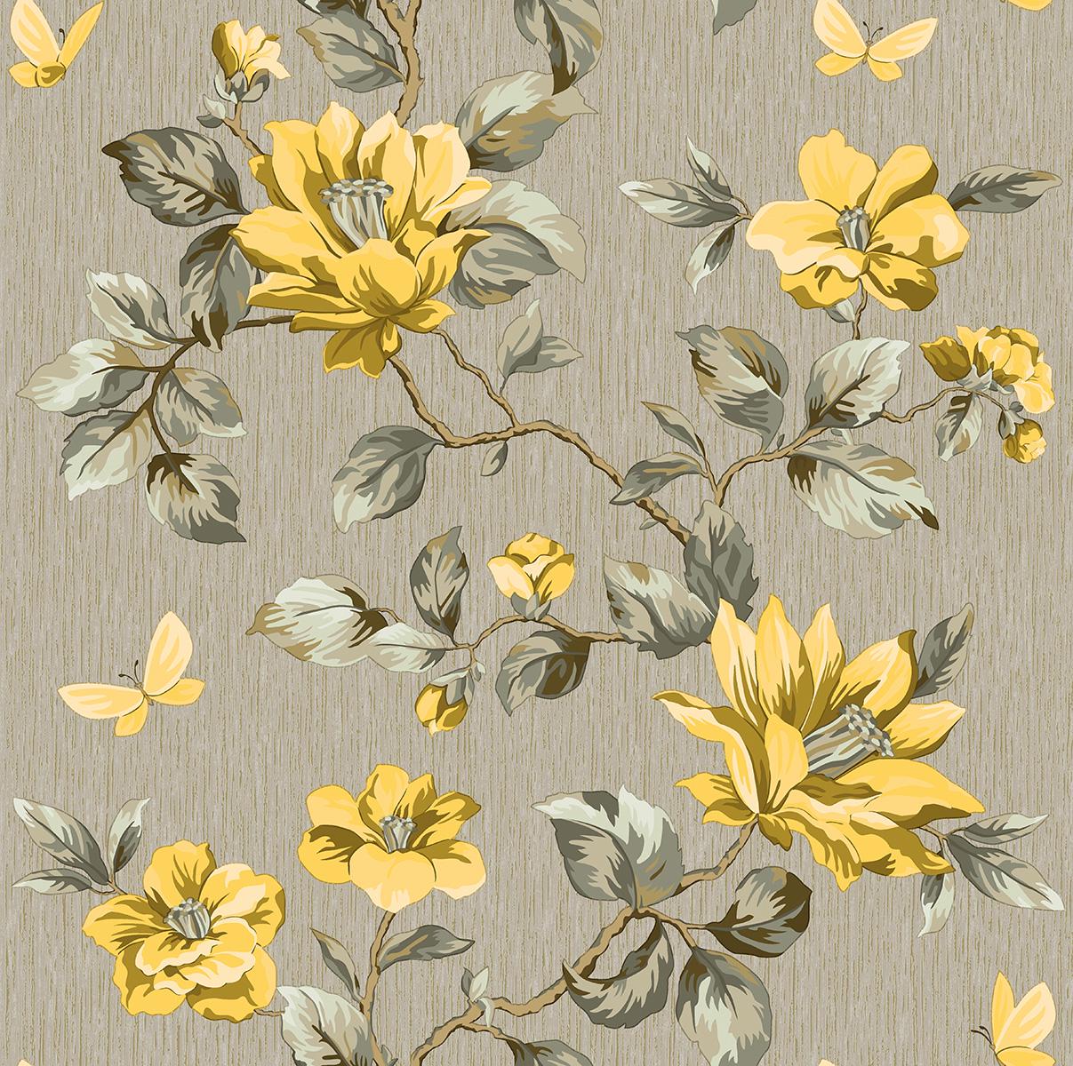 Обои бумажные Континент Таисия Серый/Желтый (1481) Обои бумажные Континент Таисия Серый/Желтый (1481)