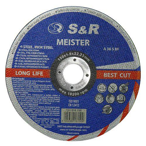 Круг отрезной S&R Meister по металлу и нержавеющей стали A 36 S BF 150x1,6x22,2 мм (131016150)