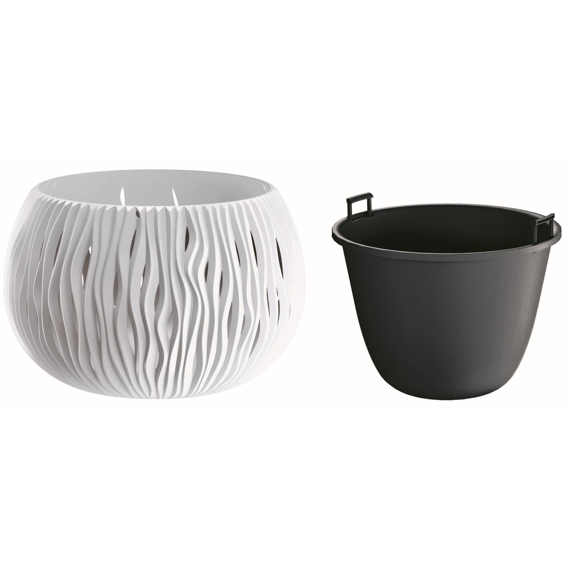 Горшок для цветов Prosperplast Sandy Bowl с вкладышем 37х22 см Белый (23148-449)