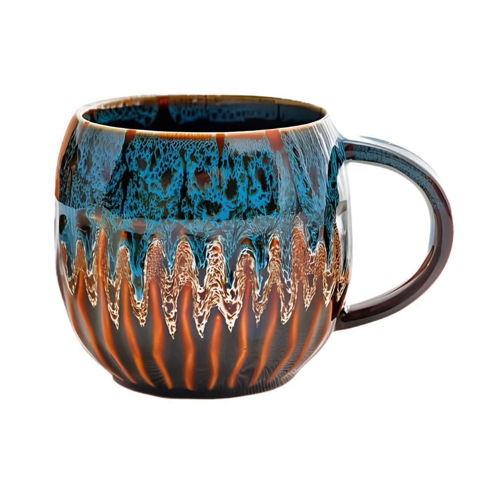 Кружка глазированная Огненная волна современный дизайн стильная керамика 360 мл Синий