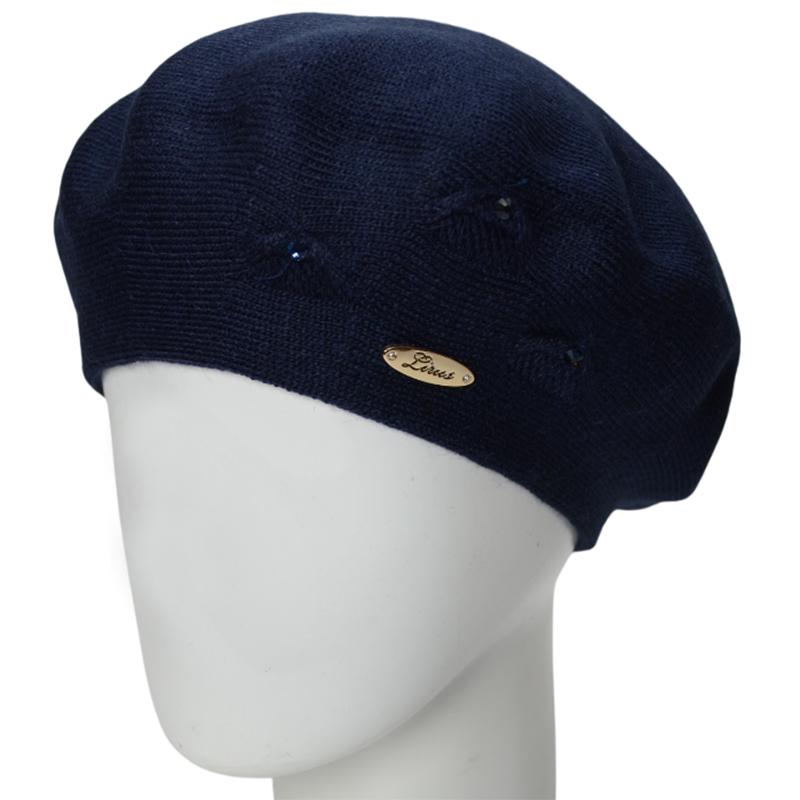 Берет женский Lirus Кристал осенний тонкой вязки  Синий