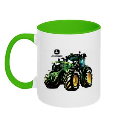 Чашка керамическая двухцветная John Deere Tractor and logo 320 мл Белый/Зеленый (11236835-37-169142)