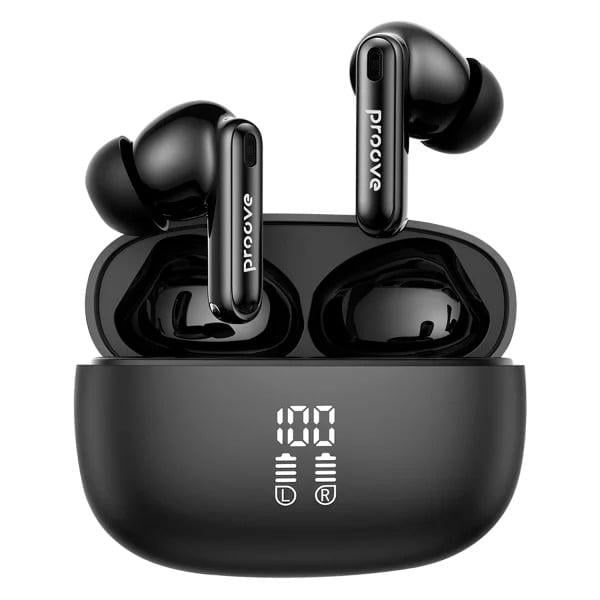 Навушники бездротові Proove Intro Pro TWS з ANC APP Bluetooth 5.4 з кейсом та дисплеєм 360 mAh Obsidian Black (TWIP0001AP15)