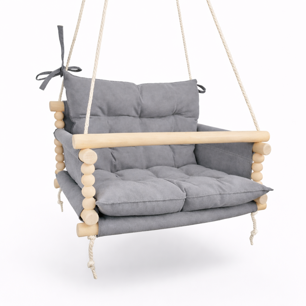 Детские качели подвесные Джуниор микровелюр Серый (gs-9112)