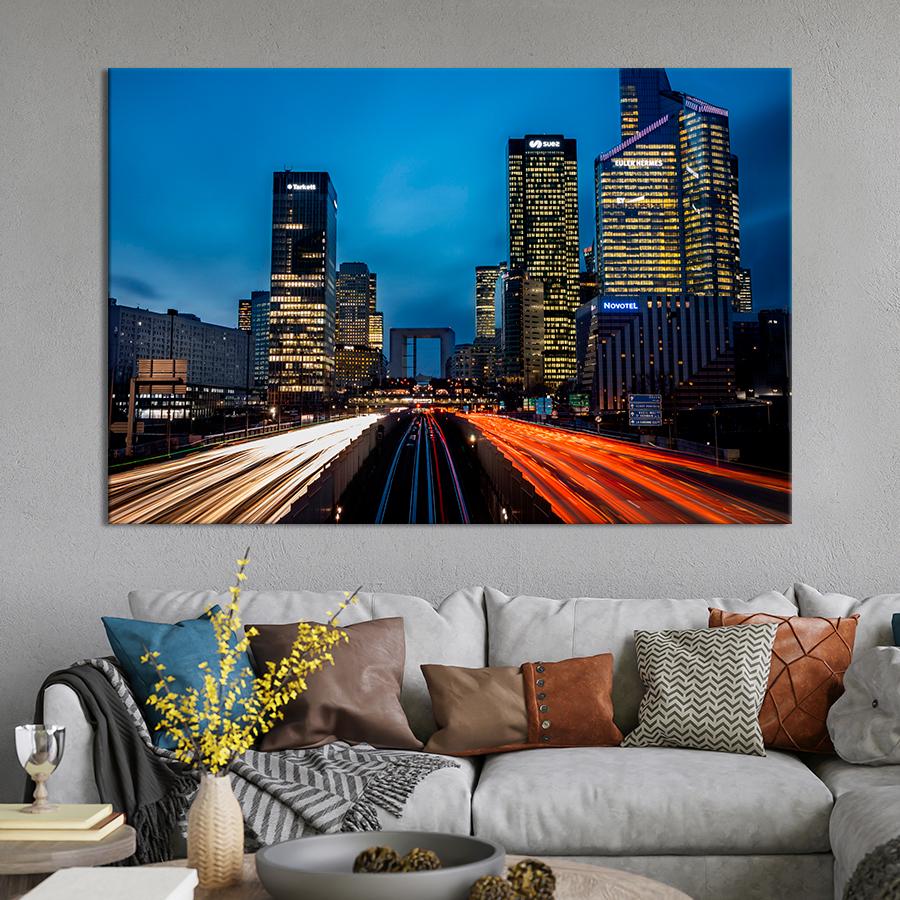 Картина город Жизнь в ночном городе 51x34 см (A633-1)