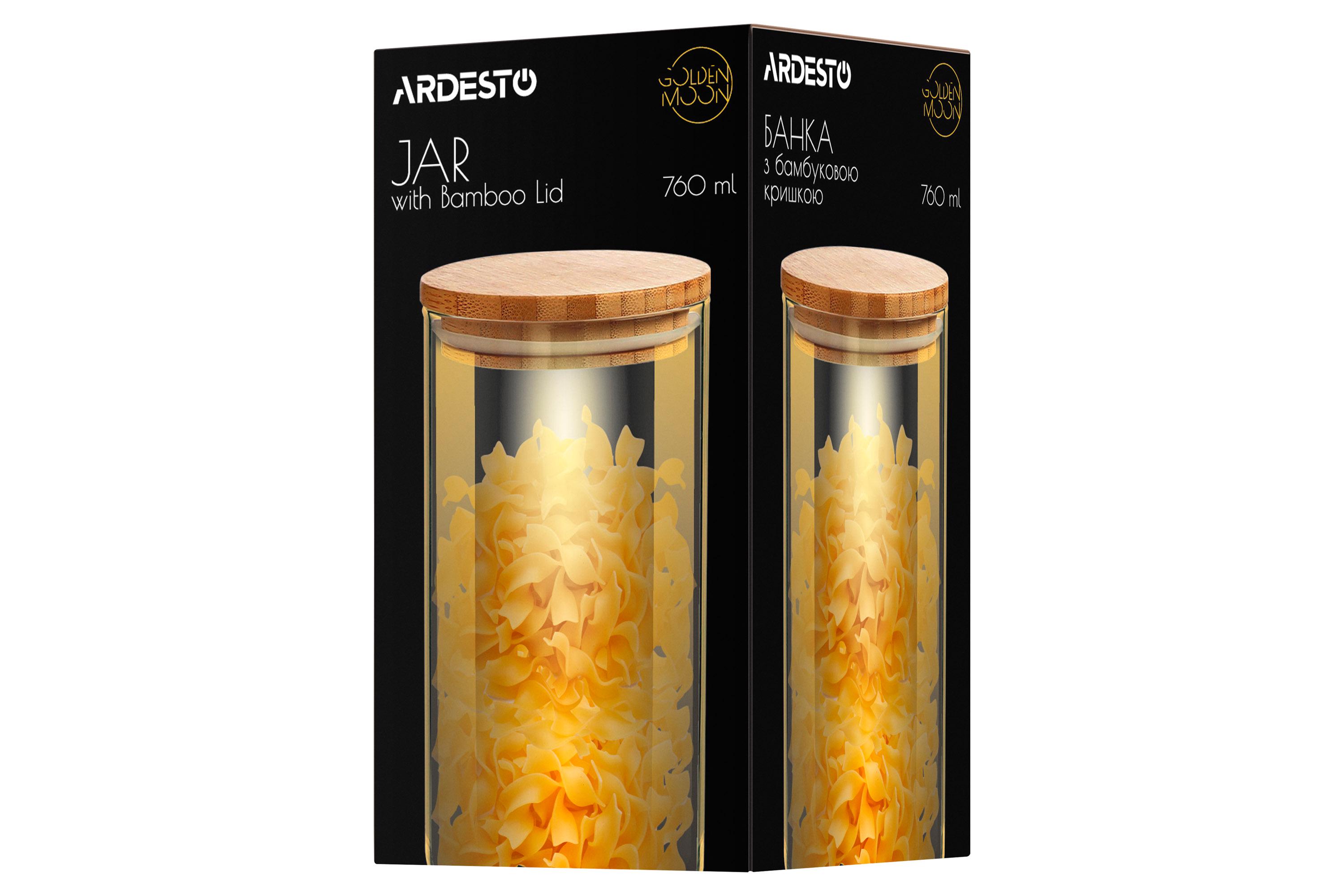 Банка для сыпучих продуктов Ardesto Golden Moon AR1376BLRG стеклянная 0,76 л (11605567) - фото 4