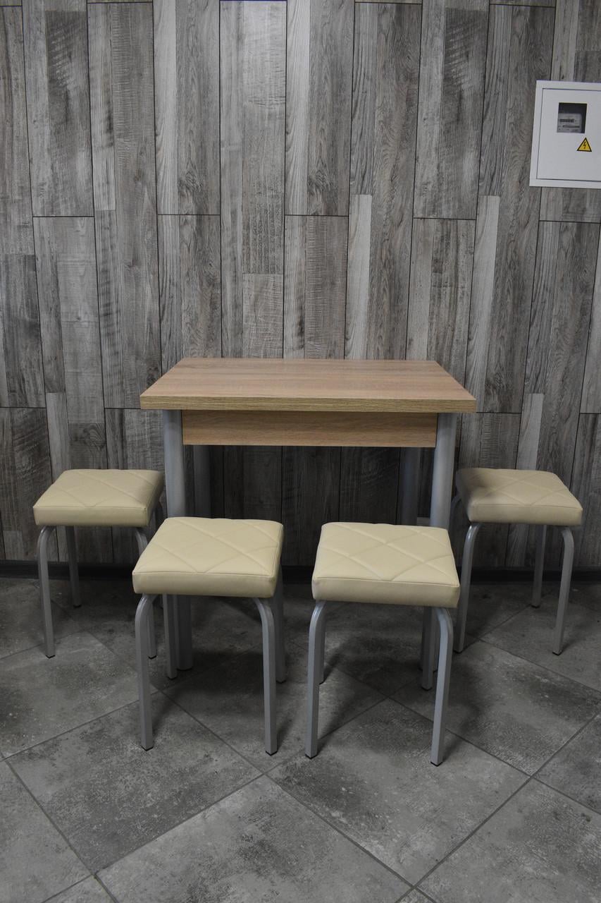 Кухонний комплект Оскар стіл розкладний/табурети 4 шт. Tutti Lux 60х80/80х120х75 см Дуб Сонома/Бежевий (28374780)