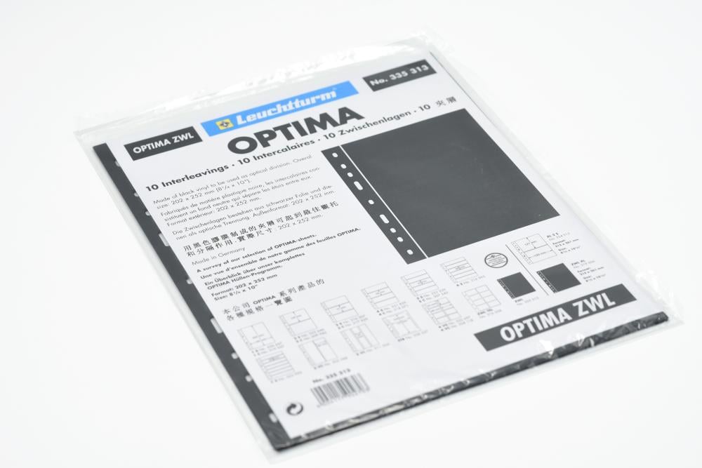 Лист Leuchtturm разделительный Черный формат OPTIMA 200x250 мм 10 л. (А16279)