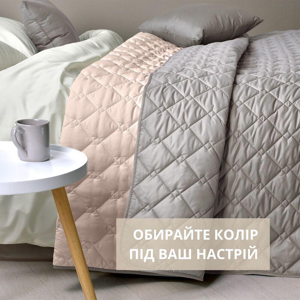 Покрывало на кровать IDEIA Стиль Cube двухстороннее антиаллергенное волокно 180х210 см Серый/Бежевый (15787) - фото 3