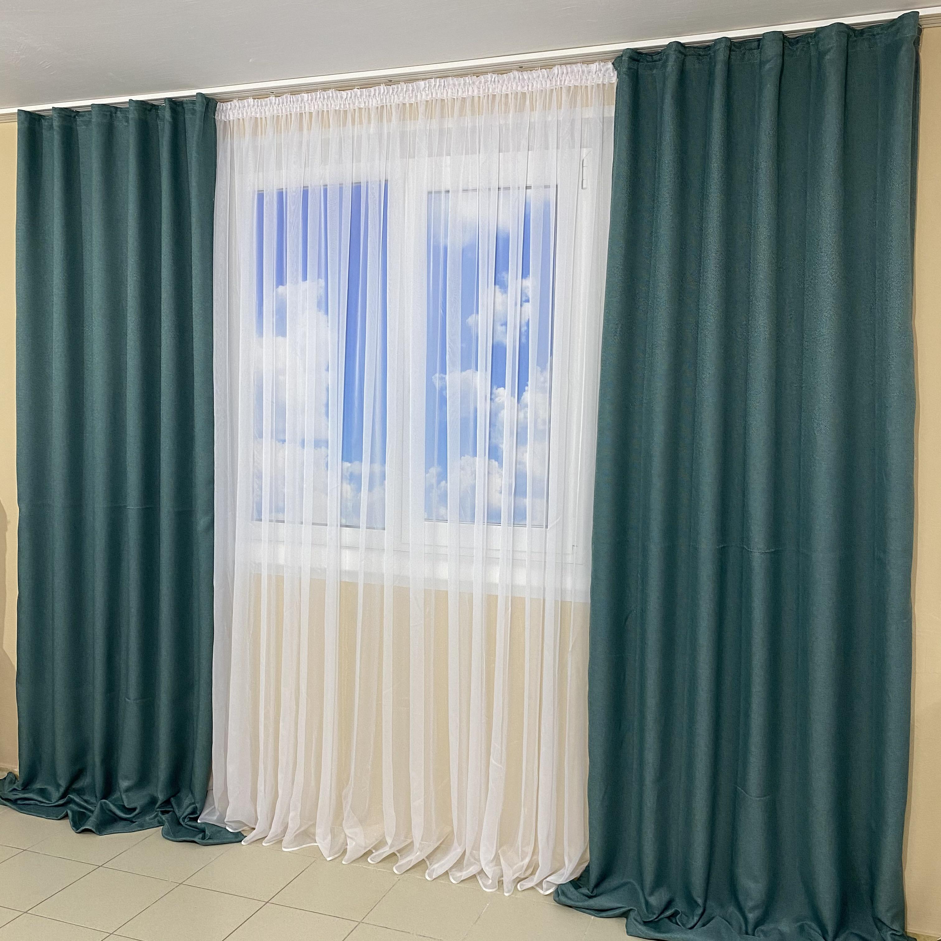 Шторы блекаут TG Home М5 Рогожка 2х1,5х2,7 м Бирюзовый (М5-19-1,5м) - фото 1