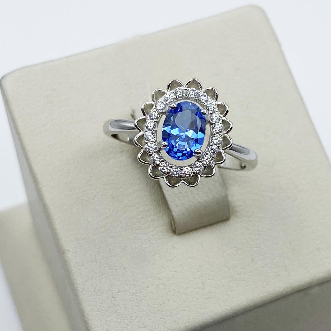 Кольцо серебряное с аквамарином р. 19 2,28 г (2018008147)