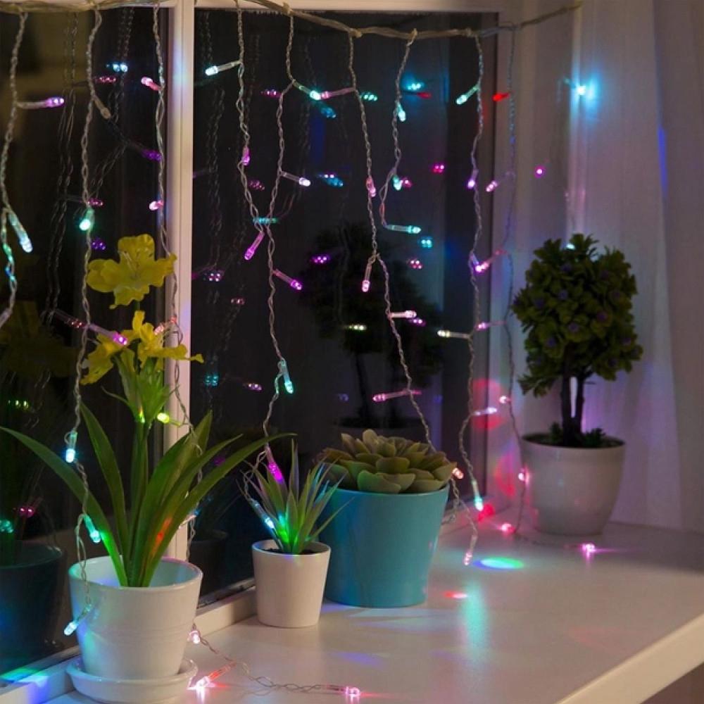 Гірлянда бахрома дощик 80 LED 220 В 8 режимів 2x0,5 м Мультиколор
