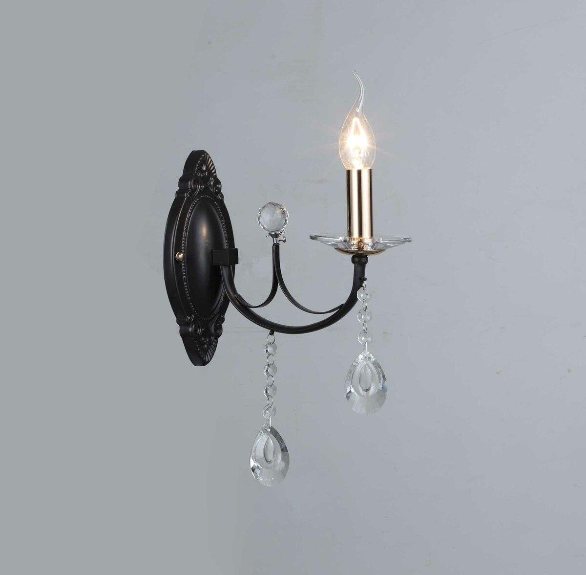 Бра Sirius з кришталевими підвісками під лампу Е14 Чорний (B NH4920/1W)