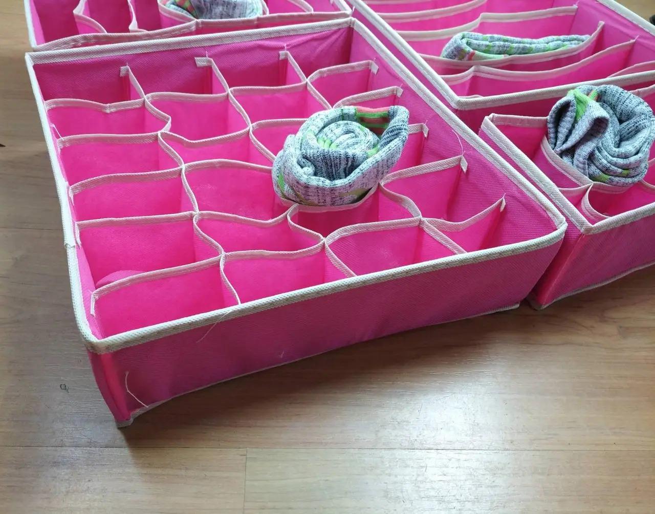 Набір органайзерів для спідньої білизни 4 шт. Рожевий (ОДШ-102-26) - фото 6 Набір органайзерів для спідньої білизни 4 шт. Рожевий (ОДШ-102-26) - фото 6