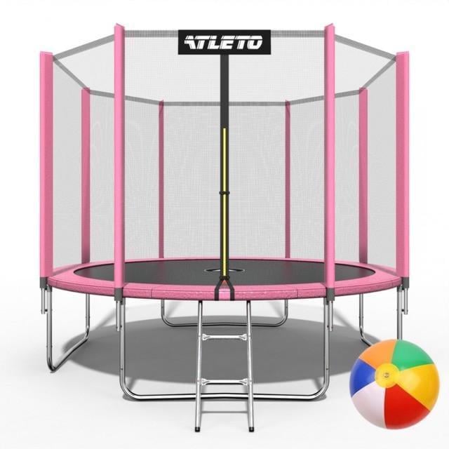 Батут детский с сеткой с мячиком 374 см Розовый (2527885546_sike_2)