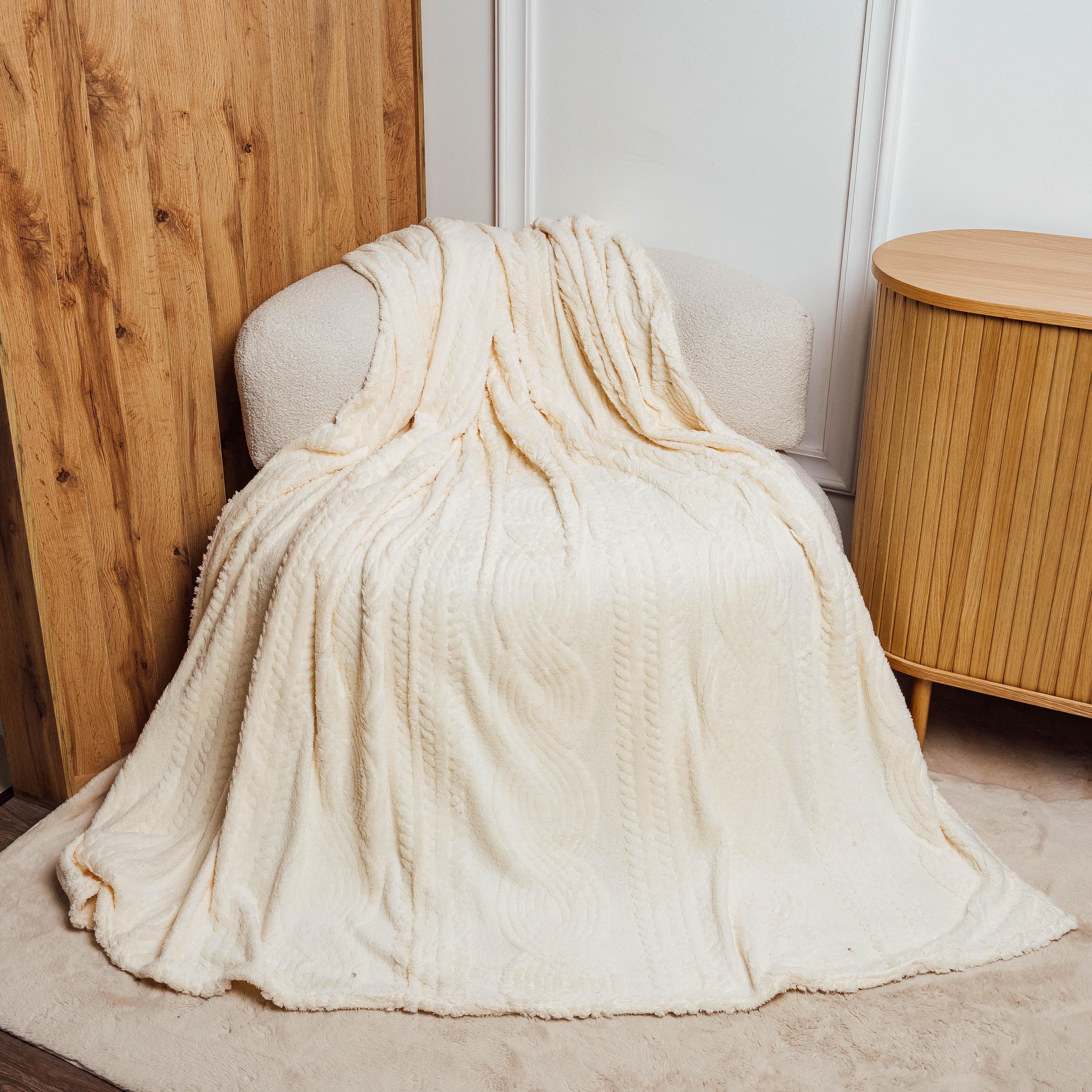 Плед косічка двоспальний 180x200 см Білий (89083)