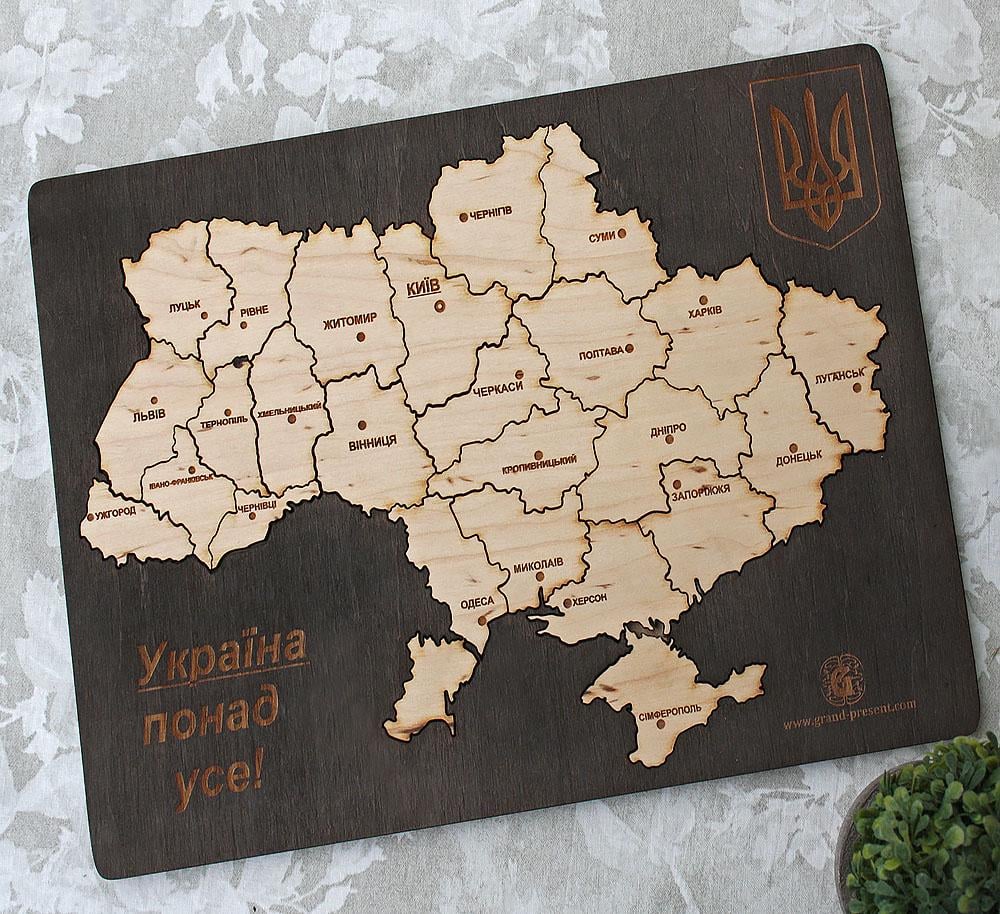 Пазл Карта Украины темный 21x30 см Гранд Презент 15