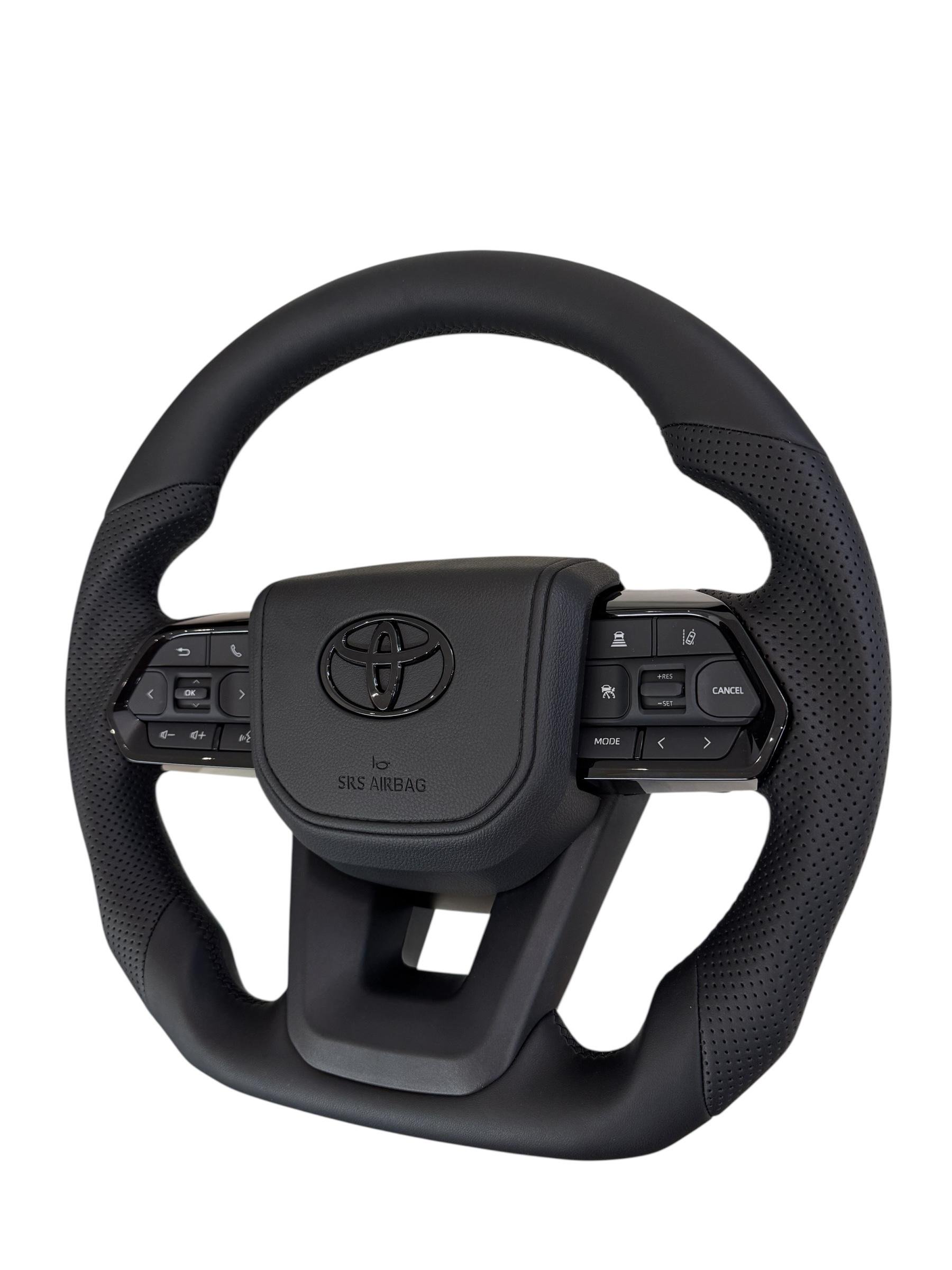 Кермо для Toyota Sequoia в сборі шкіра зі скошеним низом логотип чорний глянець (29371344) - фото 5 Кермо для Toyota Sequoia в сборі шкіра зі скошеним низом логотип чорний глянець (29371344) - фото 5