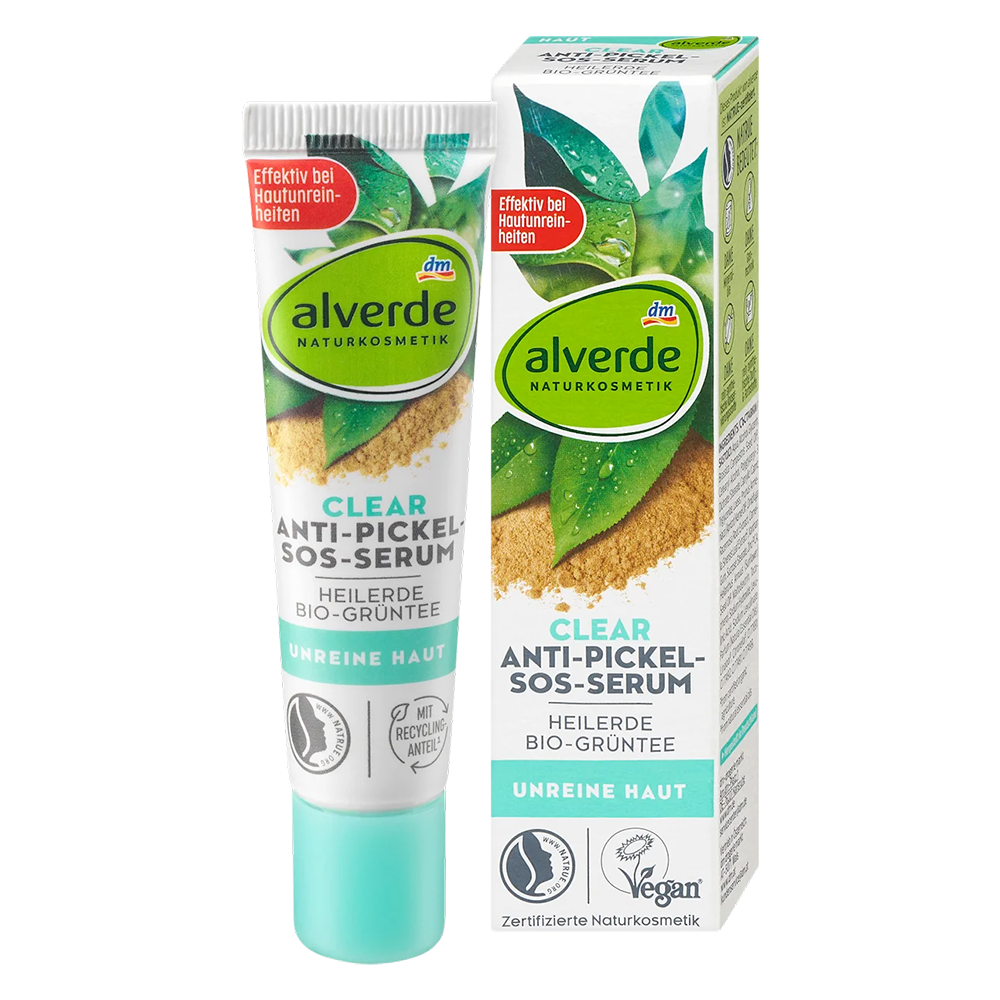 Сыворотка SOS Alverde Naturkosmetik Clear Anti-Pickel-SOS-Serum против прыщей с грязью и зеленым чаем 15 мл