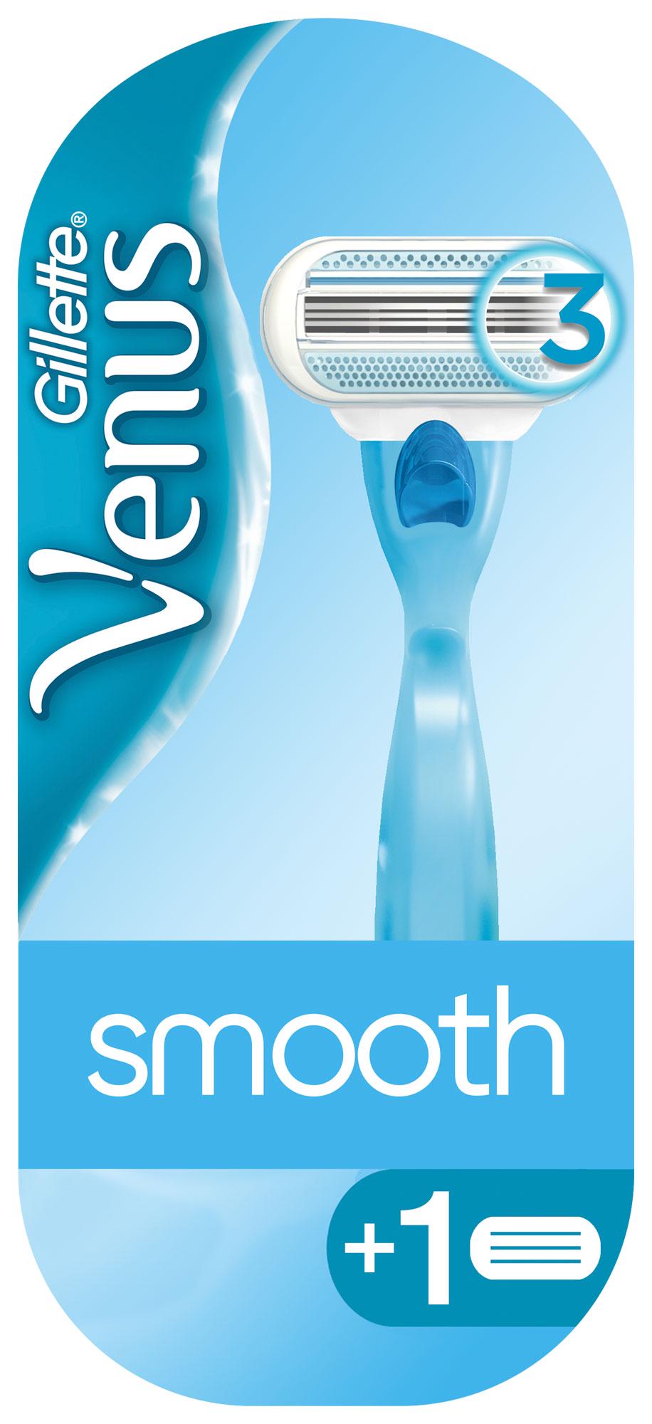 Станок для бритья женский Gillette Venus Smooth с 2 сменными картриджами