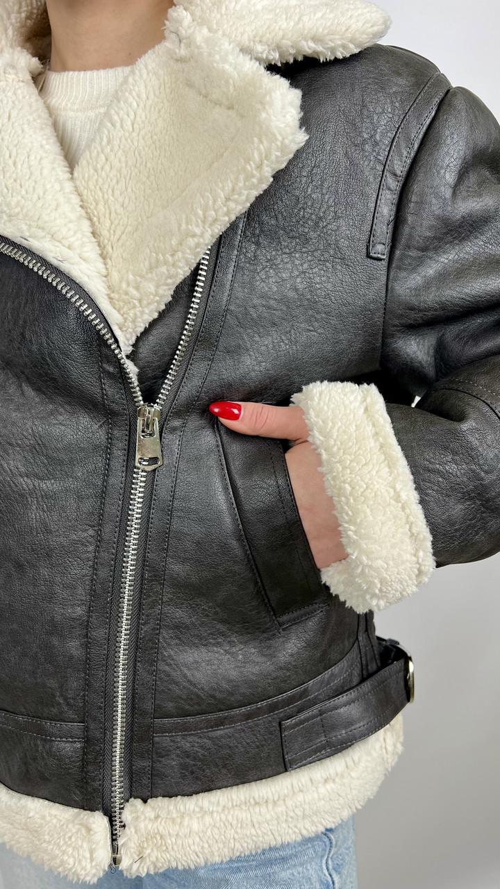 Дубленка женская Бренд #2404-06 L Черный (23918511) - фото 2 Дубленка женская Бренд #2404-06 L Черный (23918511) - фото 2