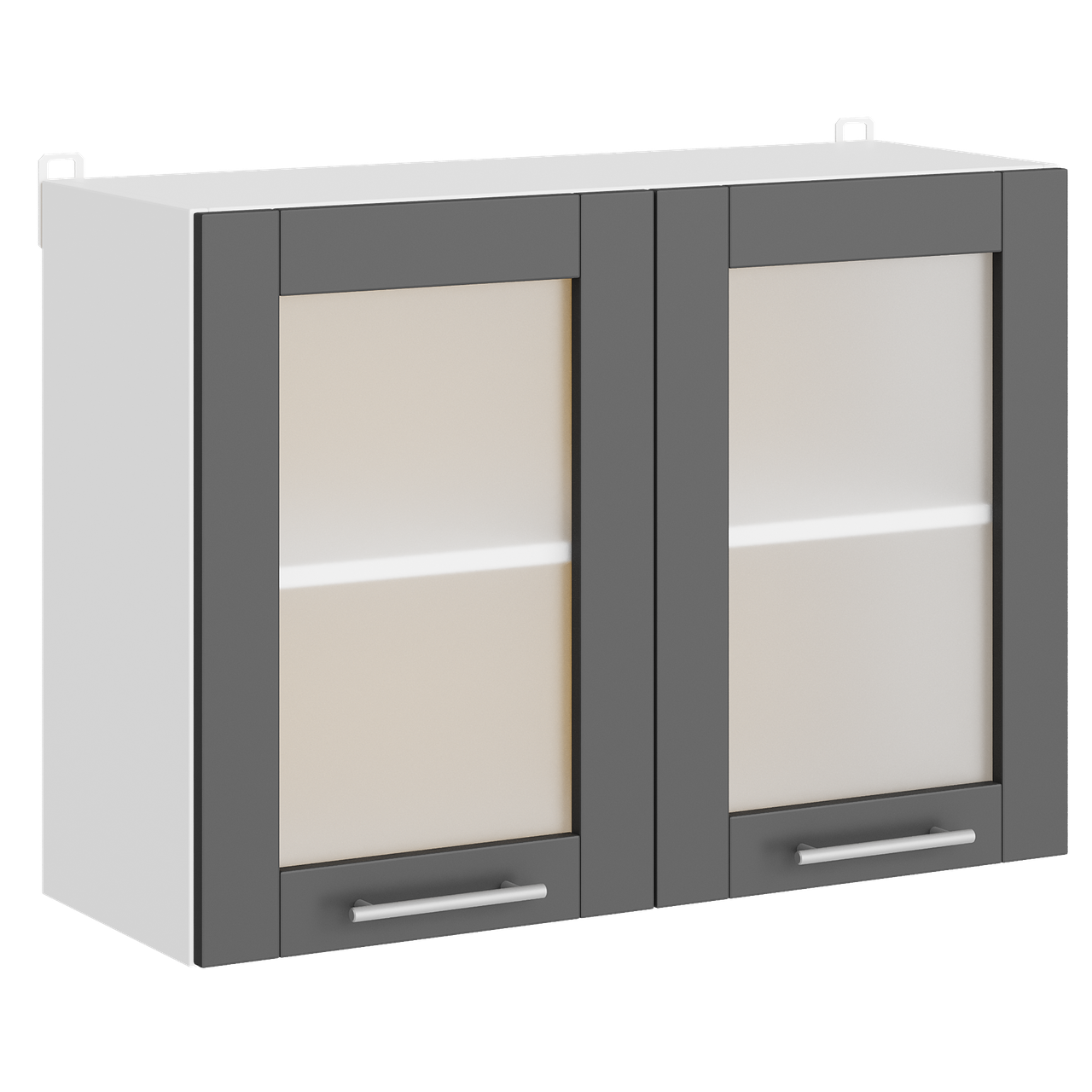 Кухня секция Еверест Эко Новая 80 Верх Витрина 800х575х296 мм Еверест Белый/Графитовый (eko-402)