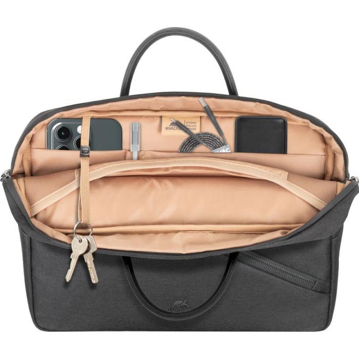 Сумка для ноутбука Rivacase Clark 8124 Polyester Zipper Black (25441752) - фото 8