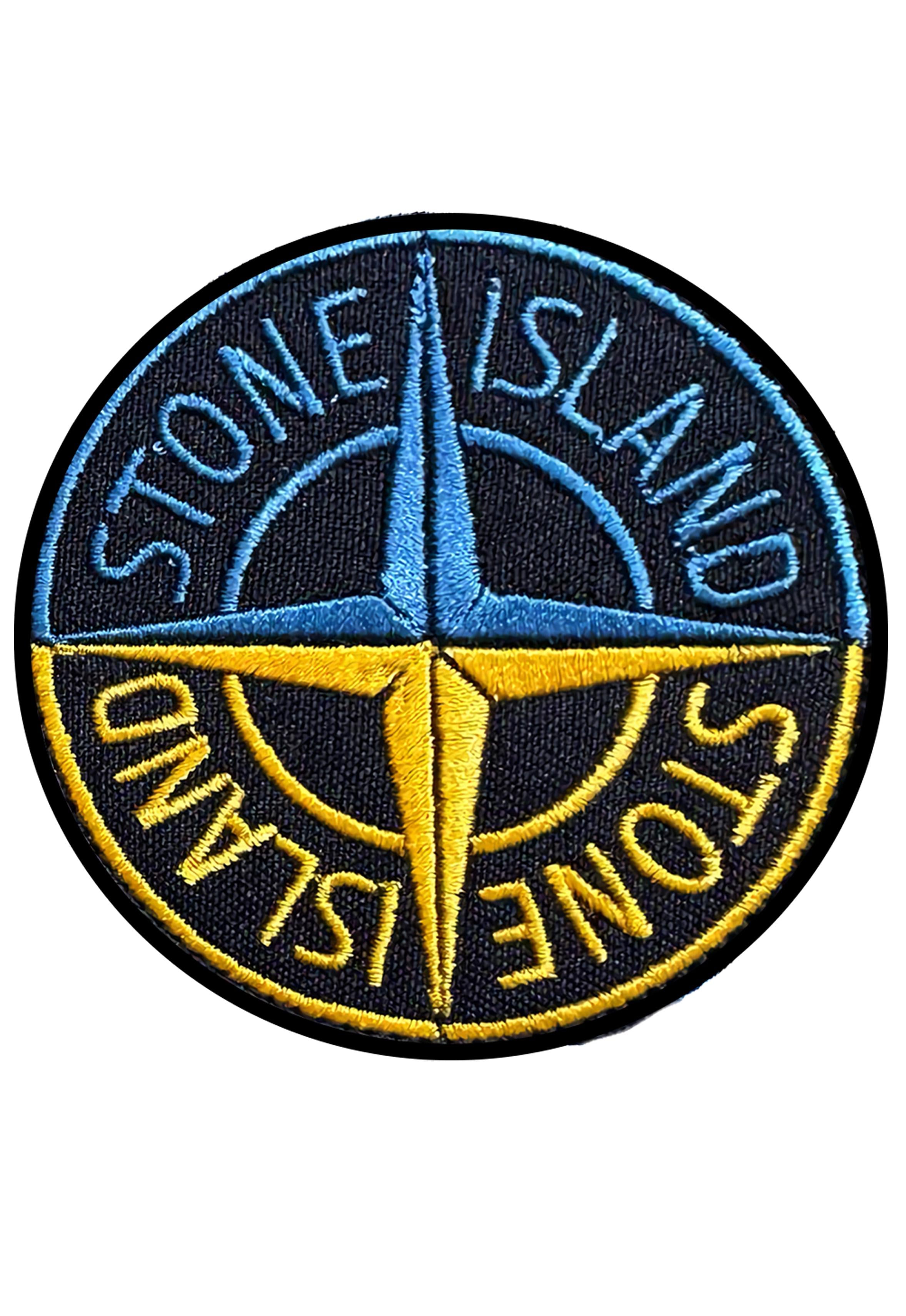Шеврон вышитый Stone Island круглый на липучке Сине-желтый (STONEISLANDKRUG)