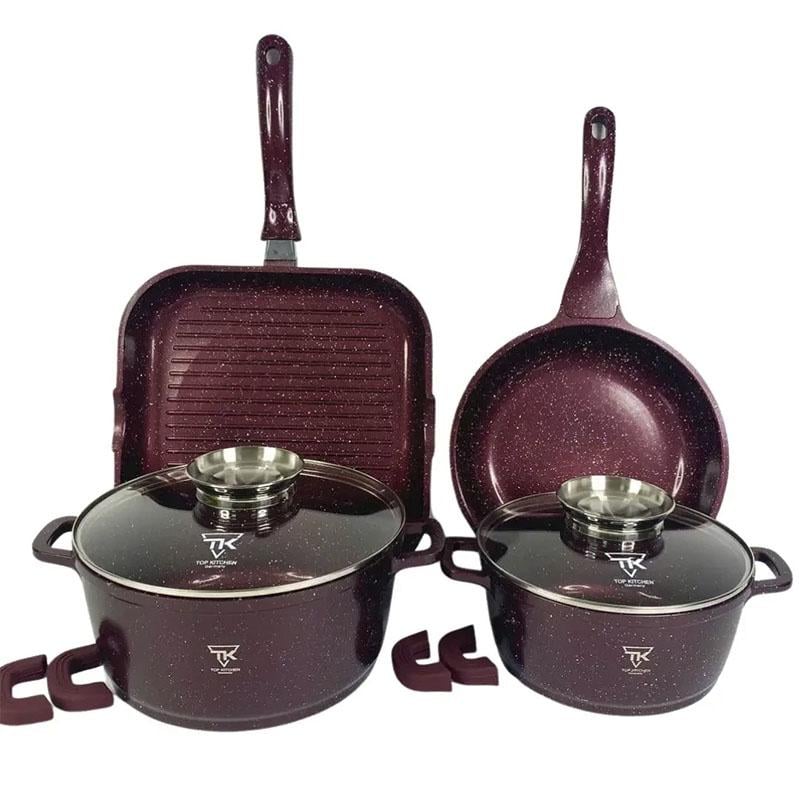 Набор кастрюль Top Kitchen с мраморным покрытием 11 пр. Красный (TK-00031)