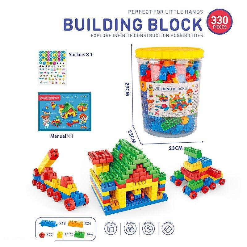 Конструктор Building Block наклейки в ведре 330 деталей Multicolor (137594) - фото 2