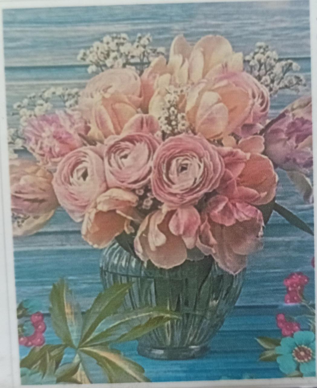 Алмазна вишивка Весільний букет троянд у вазі повна викладка 5D 30х40 см (1794324230)