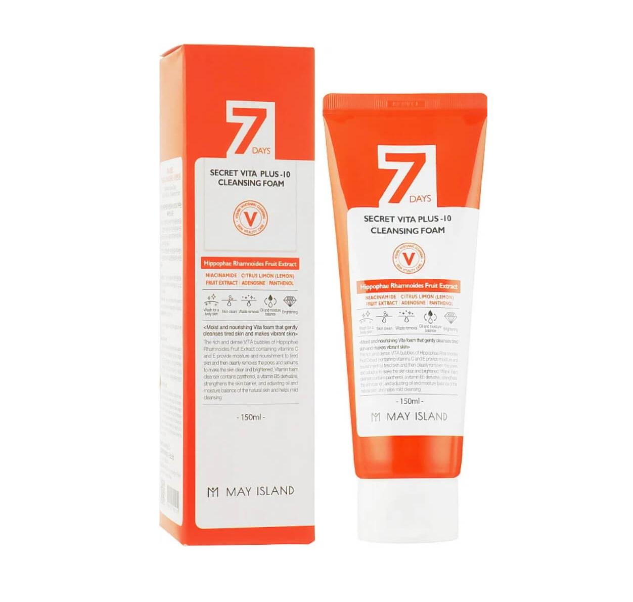 Витаминизирующая и осветительная умывальная пенка 7 Days Secret Vita Plus-10 Cleansing Foam May Island 150 мл (8809515401119)