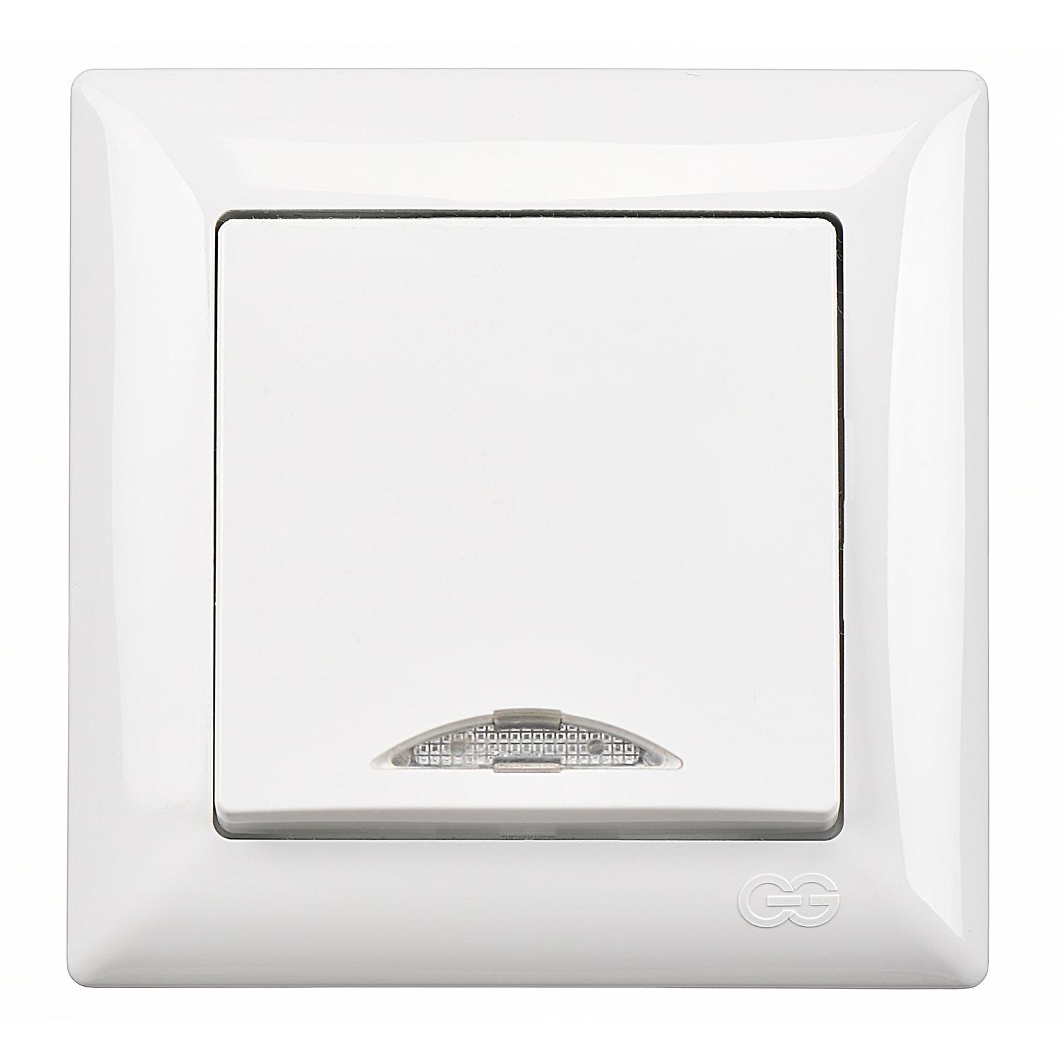 Выключатель одноклавишный Gunsan Visage с подсветкой Белый (VS 28 11 102)