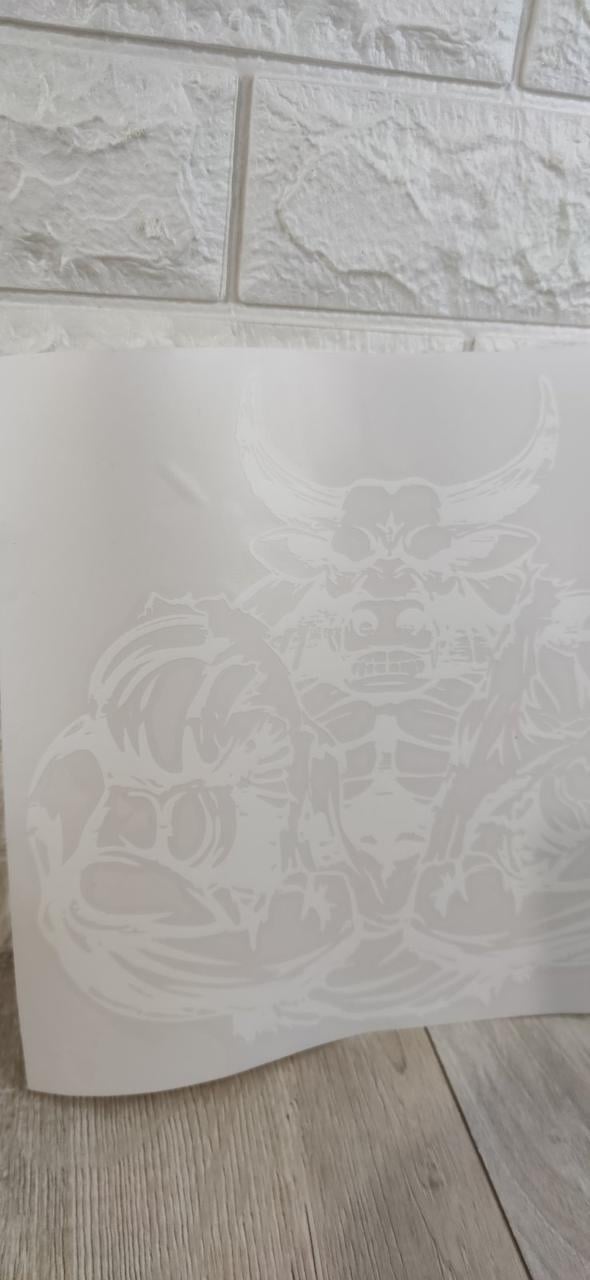 Наклейка виниловая на авто Бык бодибилдер 29х30 см Белый (KG-6141) - фото 2