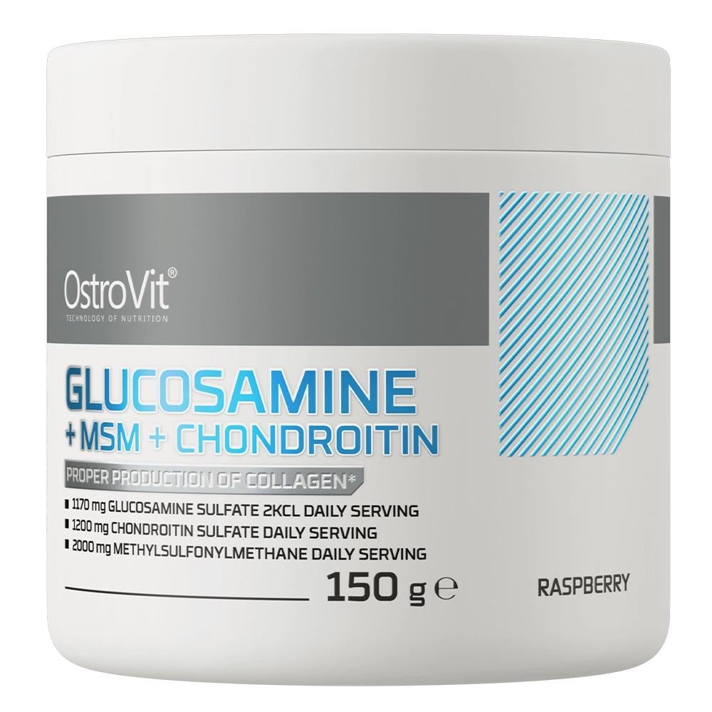 Добавка Ostrovit Glucosamine MSM Chondroitin Powder raspberry для суглобів 150 g