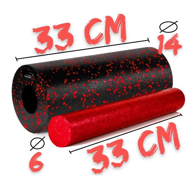Массажный ролик гладкий PowerPlay PP-4348 2in1 EPP Foam Roller 33x14 см Черный/Красный (60830) - фото 4