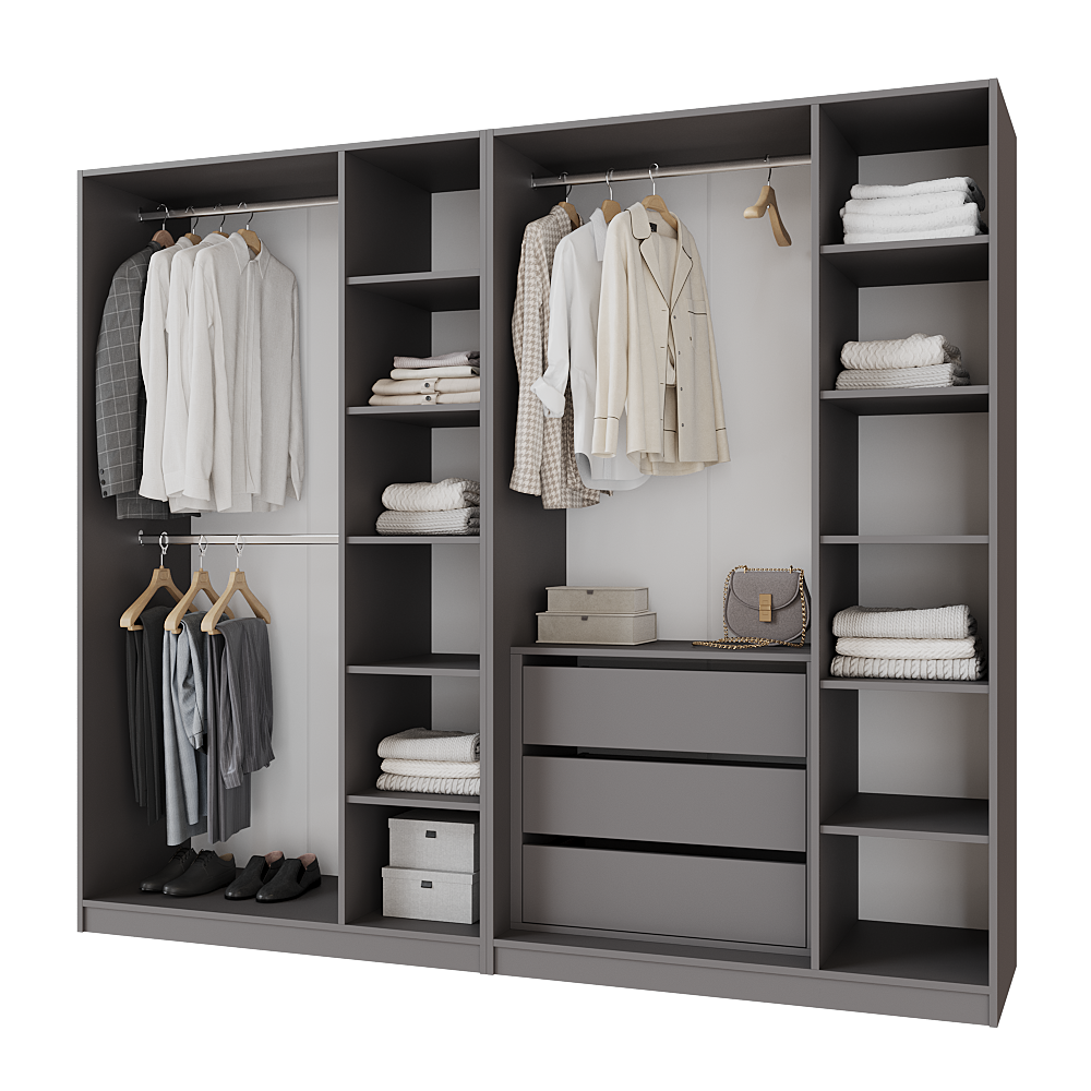 Шафа розпашна з тумбою Меблітренд Чиназес ЧиТ-2400 2400х500х2050 мм Графітовий/Білий (27287259) - фото 3 Шафа розпашна з тумбою Меблітренд Чиназес ЧиТ-2400 2400х500х2050 мм Графітовий/Білий (27287259) - фото 3