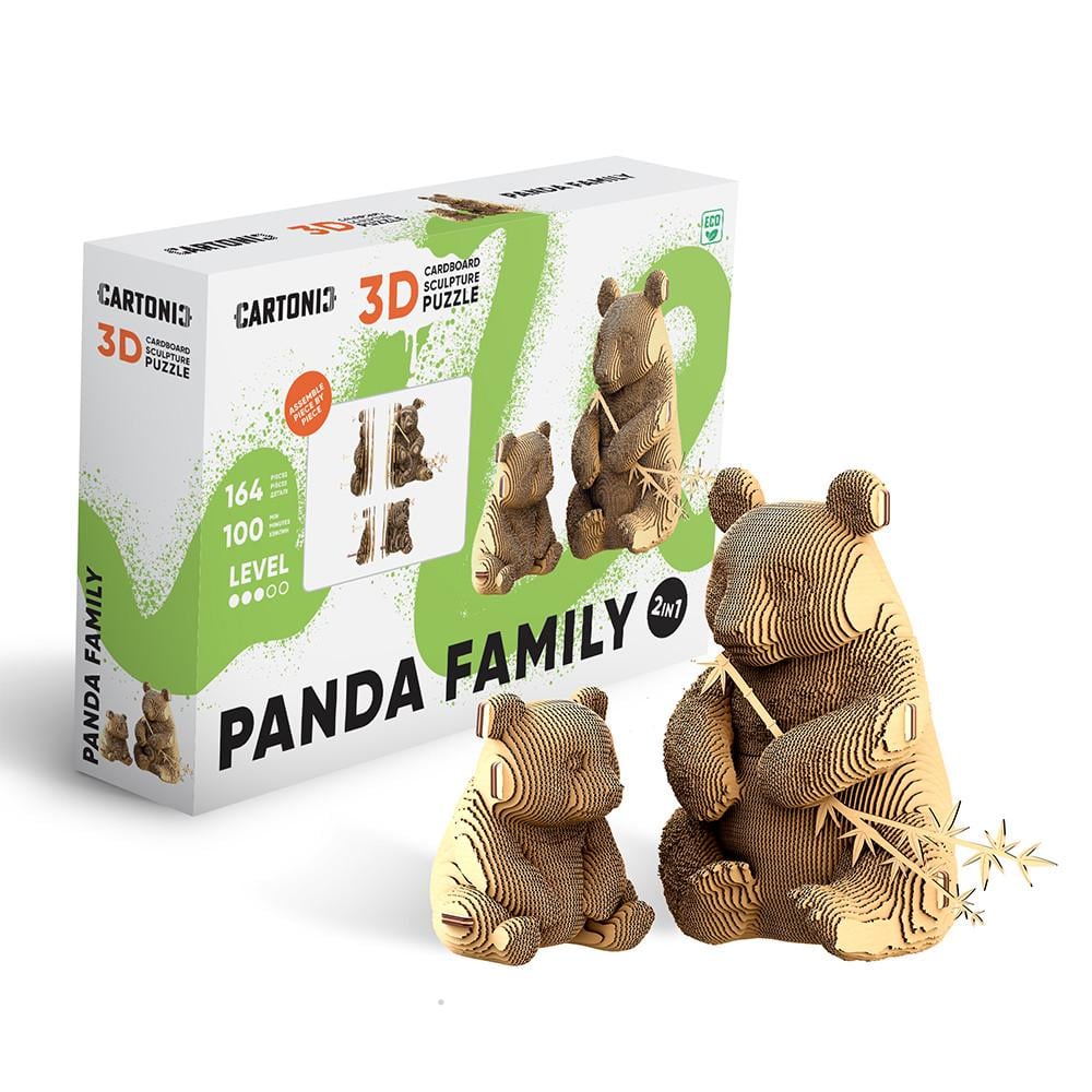 Пазл-конструктор 3D картонный Cartonic 3D Puzzle PANDA FAMILY Панда 2в1 (33394498)