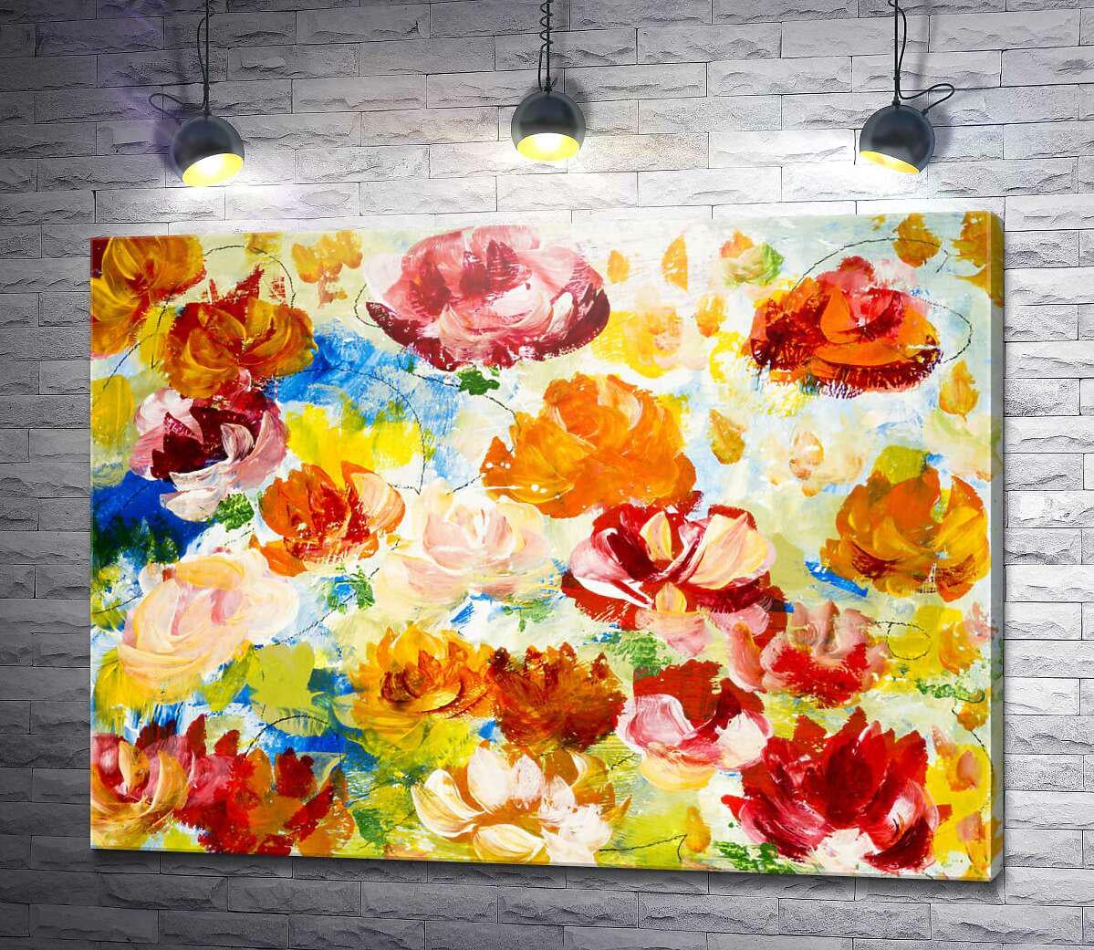 Картина ArtPoster Абстрактные красочные цветы на воде 100x75 см Модуль №1 (004103)