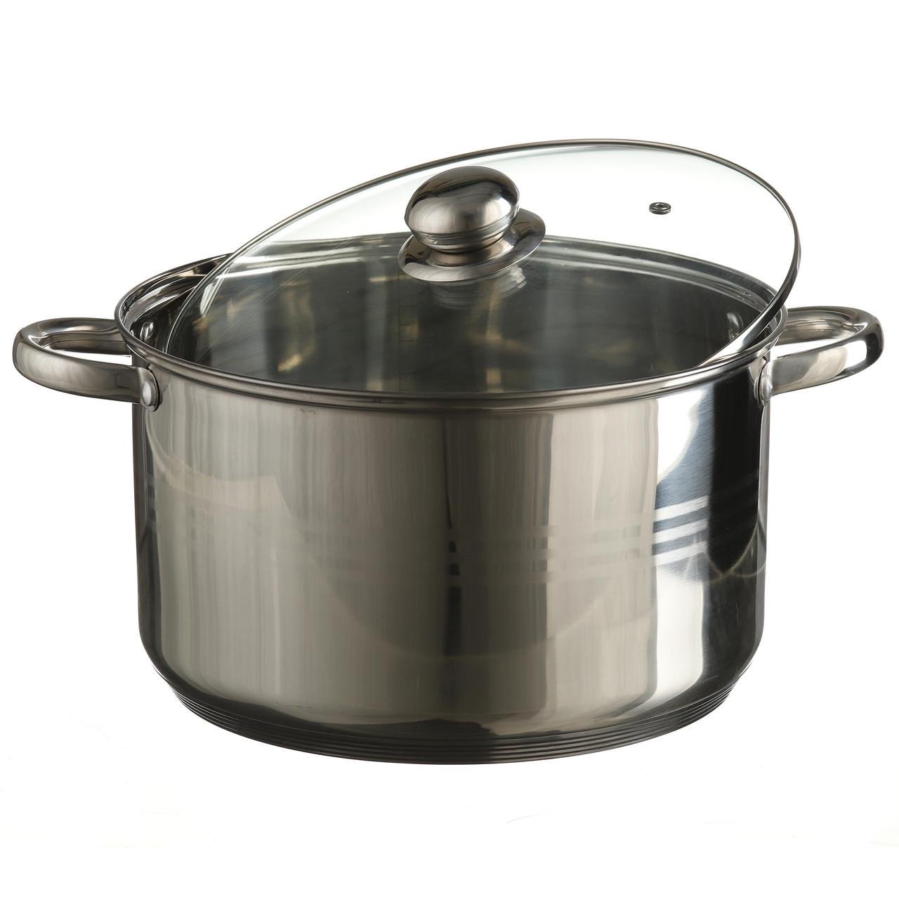 Кастрюля из нержавеющей стали со стеклянной крышкой 10 л ø 28 см - фото 1 Кастрюля из нержавеющей стали со стеклянной крышкой 10 л ø 28 см - фото 1