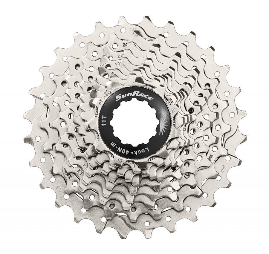 Кассета 10-k 11-28T SUN RACE RS алюминиевый паук Metallic Silver