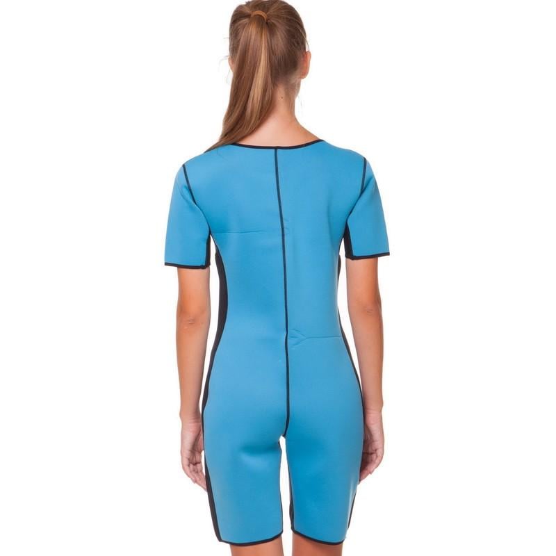 Комбинезон для фитнеса и похудения Zelart SIBOTE ST-2081 3XL Черный/Бирюзовый (DR004598) - фото 2