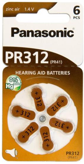 Батарейки воздушно-цинковые Panasonic PR312 6 шт. (ERC-PR-312/6LB)