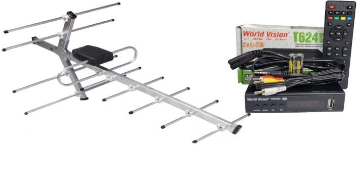 Тюнер World Vision T624D4 IPTV+ Антенна наружная Волна 1-06