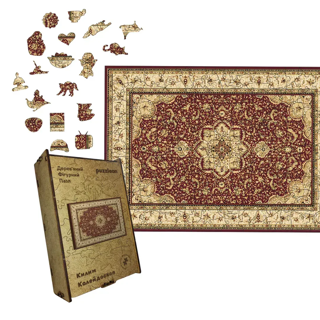 Пазл дерев'яний фігурний Килим Калейдоскоп А3 дерев'яна коробка 200 елементів Пазл дерев'яний фігурний Килим Калейдоскоп А3 дерев'яна коробка 200 елементів