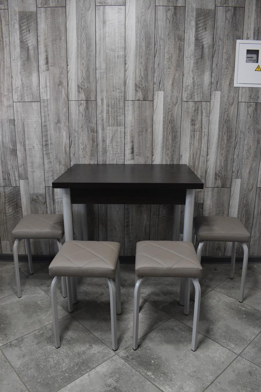 Кухонний комплект Оскар стіл розкладний/табурети 4 шт. Tutti Lux 60х80/80х120х75 см Чорний/Світло-сірий (28374990)