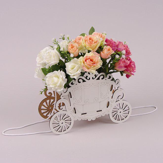 Кашпо дерев'яне Flora Карета 30858 Білий (DR015639) - фото 2 Кашпо дерев'яне Flora Карета 30858 Білий (DR015639) - фото 2