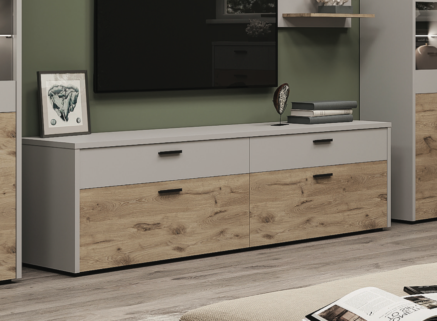 Тумба для ТВ SOKME Стоун 1848х432х535 мм Шиншилла серая/Дуб викинг (28790043)