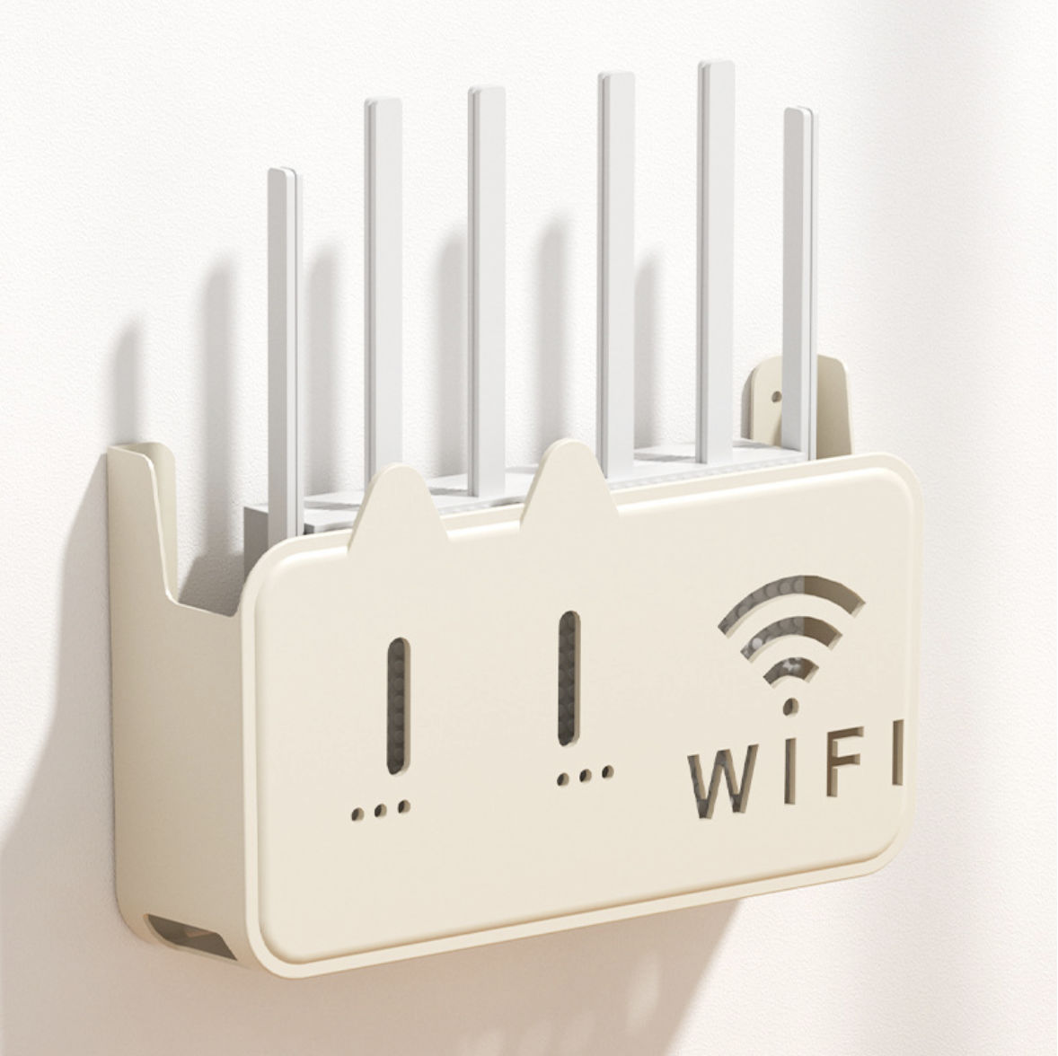 Полка для роутера в стиле котика COLNSE настенная пластиковая 24х15х7 см Кремовый (CLNSMCT) Полка для роутера в стиле котика COLNSE настенная пластиковая 24х15х7 см Кремовый (CLNSMCT)