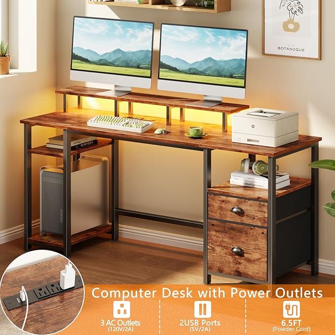 Комп'ютерний стіл Furologee з полицями та підставкою для монітора - фото 5